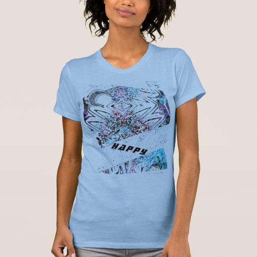 HAPPY art t-shirt met maan en moderne patronen (Voorkant)