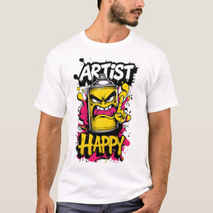 "Happy Artist" - Graffiti Punk spray kan illustrer T-shirt
