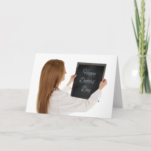 Happy Arts Day Vrouw Doctor in de strijd tegen het Feestdagen Kaart (Voorkant)