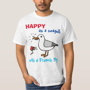 Happy As a Seagull met een Franse vliegenliefhebbe T-shirt