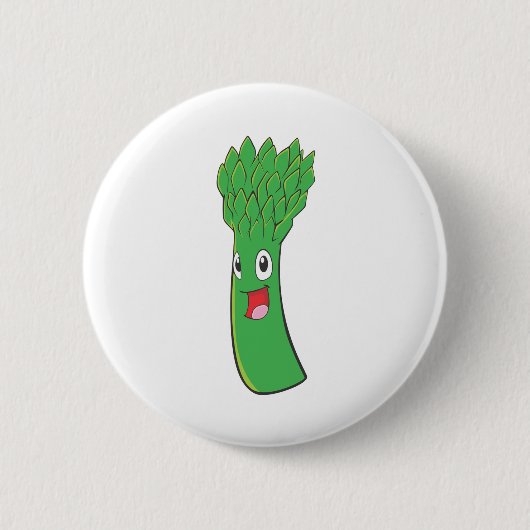 Happy Asparagus Vegetable Ronde Button 5,7 Cm (Voorkant)