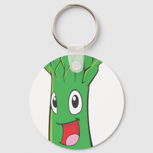 Happy Asparagus Vegetable Sleutelhanger (Voorkant)
