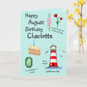 Happy August Birthday Gevouwen Wenskaart Kaart (Gele Bloem)