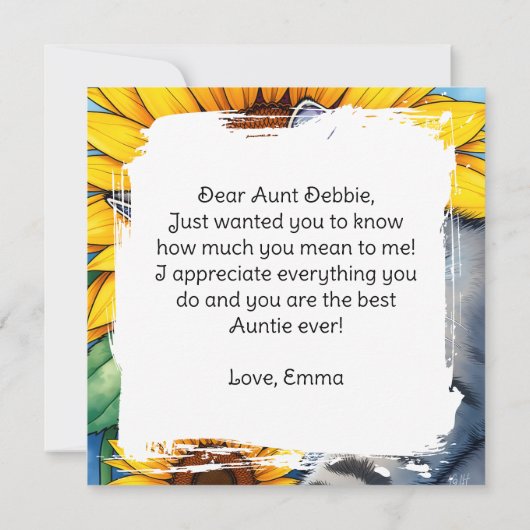 Happy Auntie's Day | Note to Aunt Kaart (Achterkant)