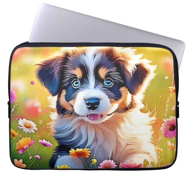 Happy Aussie Puppy Design Laptop Sleeve (Voorkant)