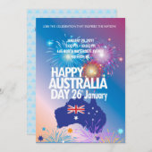 Happy Australia Day 26 January Firework Festival Kaart (Voorkant / Achterkant)