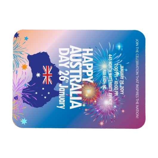 Happy Australia Day 26 January Firework Festival Magneet (Horizontaal)