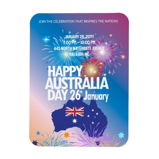 Happy Australia Day 26 January Firework Festival Magneet (Verticaal)