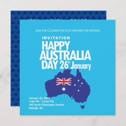 Happy Australia Day 26 January Modern Feestdagenkaart (Voorkant / Achterkant)