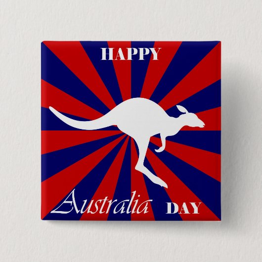 Happy Australia Day Australian Kangaroo Vierkante Button 5,1 Cm (Voorkant)