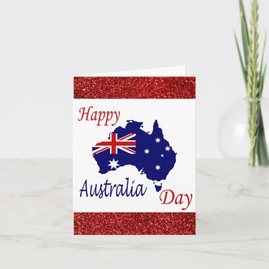 Happy Australia Day Australian Map Flag Kaart (Voorkant)