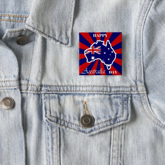 Happy Australia Day Australian Map Flag Vierkante Button 5,1 Cm (In situ)