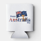 Happy Australia Day Cute Kangaroo Flag Blikjeskoeler (Achterkant)
