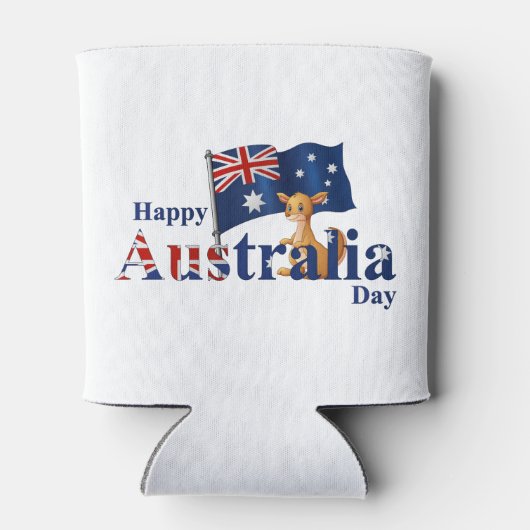 Happy Australia Day Cute Kangaroo Flag Blikjeskoeler (Achterkant)