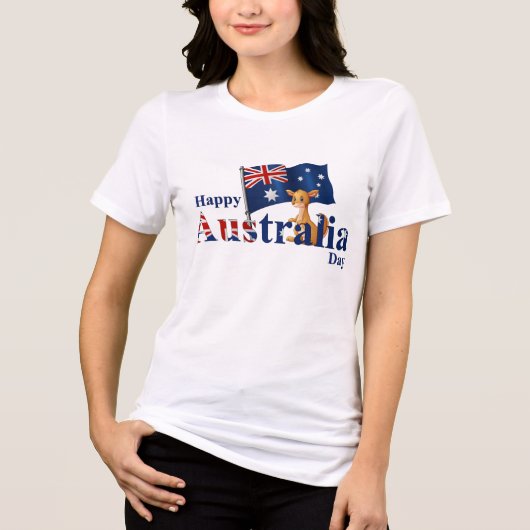 Happy Australia Day Cute Kangaroo Flag Tri-Blend Shirt (Voorkant)