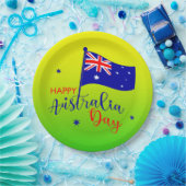 Happy Australia Day Flag Green Gold 9" Papieren Bordje (Feest)
