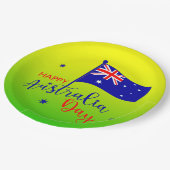 Happy Australia Day Flag Green Gold 9" Papieren Bordje (Gekanteld)