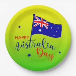Happy Australia Day Flag Green Gold 9" Papieren Bordje