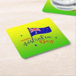 Happy Australia Day Flag Green Gold Kartonnen Onderzetters