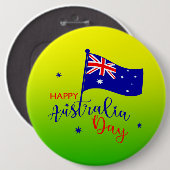 Happy Australia Day Flag Green Gold Large Badge Ronde Button 6,0 Cm (Voorkant /achterkant)
