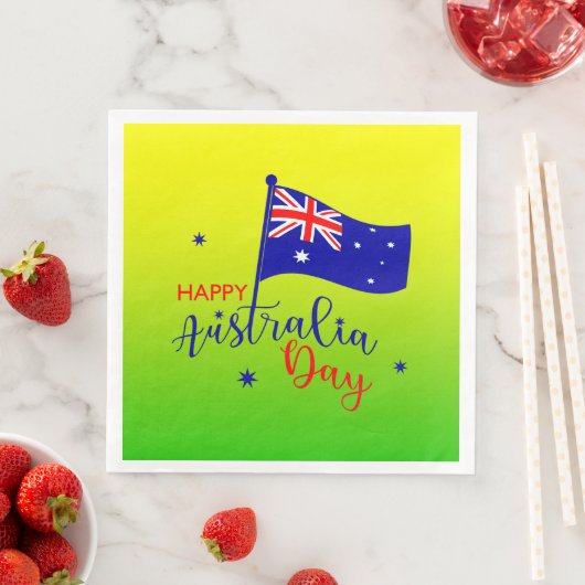 Happy Australia Day Flag Green Gold Large Servet (Insitu)