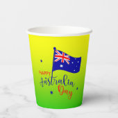 Happy Australia Day Flag Green Gold Papieren Bekers (Achterkant)