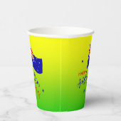 Happy Australia Day Flag Green Gold Papieren Bekers (Rechts)