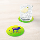 Happy Australia Day Flag Green Gold Ronde Kartonnen Onderzetter (Insitu)