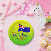 Happy Australia Day Flag Green Gold Small 7" Papieren Bordje (Feest)