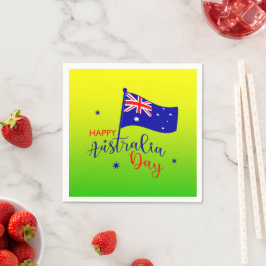 Happy Australia Day Flag Green Gold Small Servet