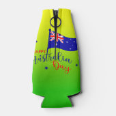 Happy Australia Day Flag Green Gold Stubby Flesjeskoeler (Achterkant)