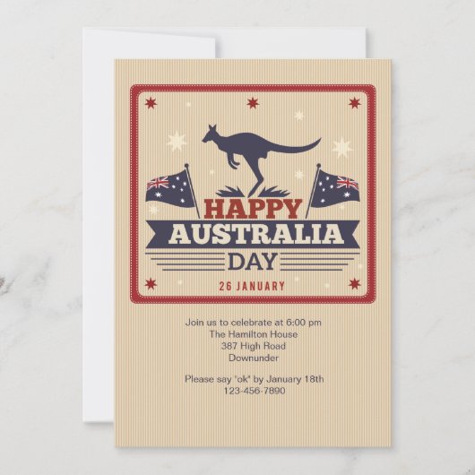 Happy Australia Day Invitation Kaart (Voorkant)
