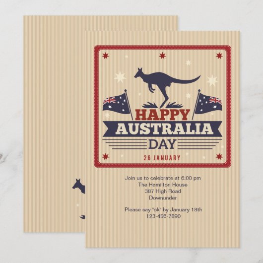 Happy Australia Day Invitation Kaart (Voorkant / Achterkant)
