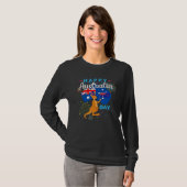 Happy Australia Day Kangaroo Australia Flag Down U T-shirt (Voorkant volledig)