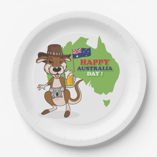 Happy Australia Day Kangoeroe Koala Papieren Bordje (Voorkant)
