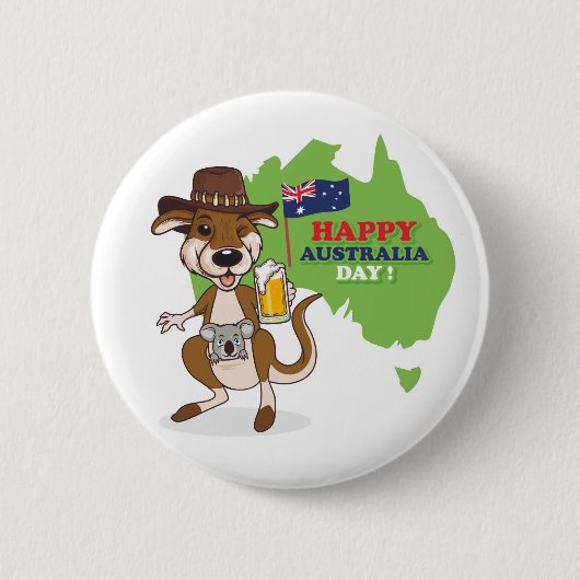 Happy Australia Day Kangoeroe Koala Ronde Button 5,7 Cm (Voorkant)