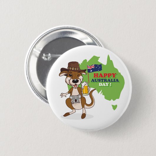 Happy Australia Day Kangoeroe Koala Ronde Button 5,7 Cm (Voorkant /achterkant)