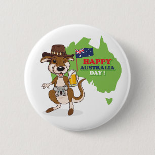 Happy Australia Day Kangoeroe Koala Ronde Button 5,7 Cm