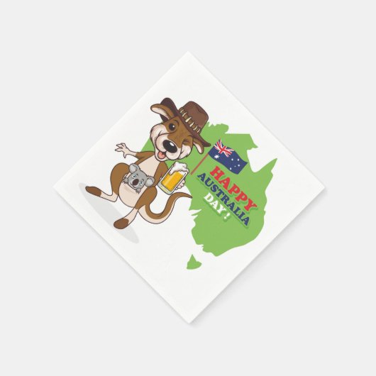 Happy Australia Day Kangoeroe Koala Servet (Hoek)
