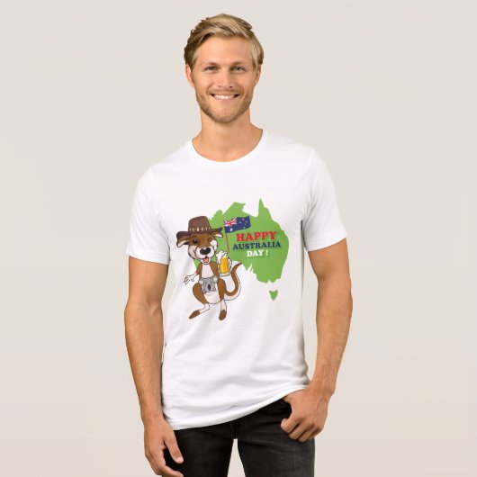 Happy Australia Day Kangoeroe Koala Tri-Blend Shirt (Voorkant volledig)