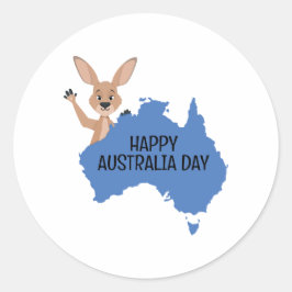 Happy Australia Day Kangoeroe Ronde Sticker
