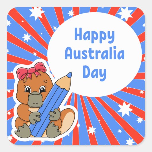 Happy Australia Day Vierkante Sticker (Voorkant)