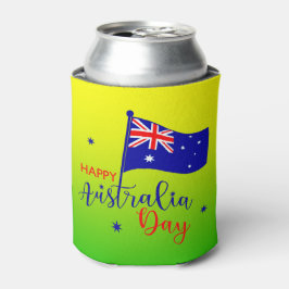 Happy Australia Day Vlag Groen Goud Stubby Houder Blikjeskoeler