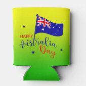 Happy Australia Day Vlag Groen Goud Stubby Houder Blikjeskoeler (Achterkant)