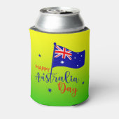 Happy Australia Day Vlag Groen Goud Stubby Houder Blikjeskoeler (Blikje Achterkant)