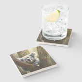 Happy Australian Koala Beer in Tree, Stone Onderze Stenen Onderzetter (Zijkant)