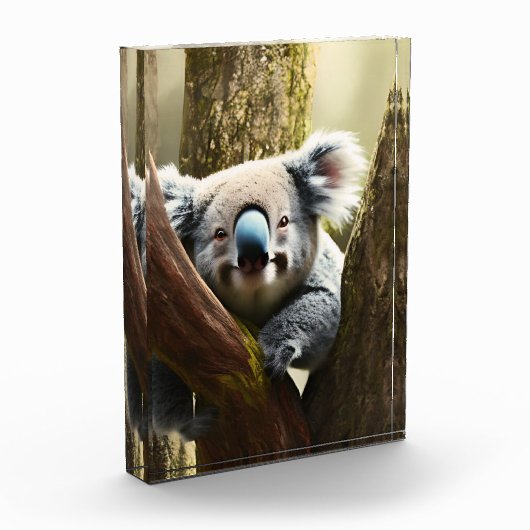 Happy Australian Koala in Tree, fotoblok (Links)