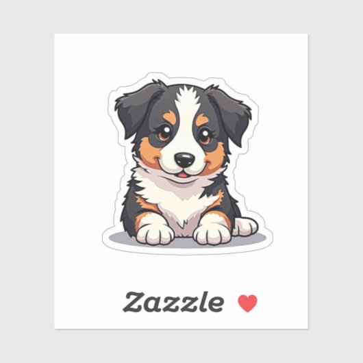 Happy Australian Shepherd Puppy – Chibi Art Sticker (Vel)