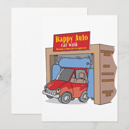 Happy Auto Wash-uitvindingen Kaart (Voorkant / Achterkant)