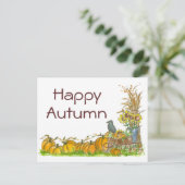 Happy Autumn Black Crow Pompoenen Oogst Briefkaart (Staand voorkant)